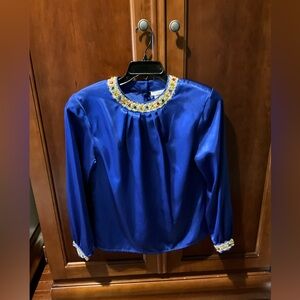 Talbot’s Elegant Blue Women's Top with Embellished Neckline Size 6